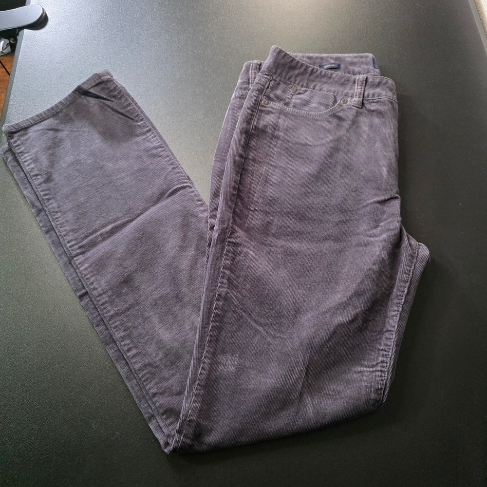 Talbots Heritage Corduroy Pants Womens 8 Gray Straight Leg Stretch Cotton Blend